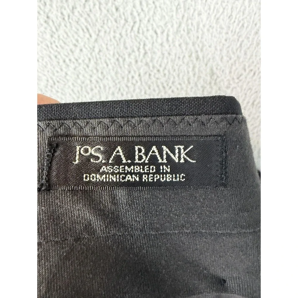 Jos A Bank Dress Pants Mens 38x32 Black Wool Pleated Classic Fit Formal Wedding